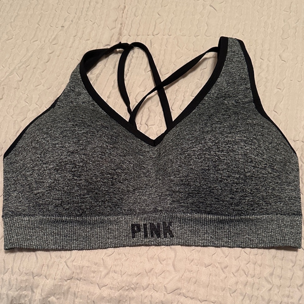 PINK Victoria's Secret Charcoal Sports Bra, NWOT, Sz L